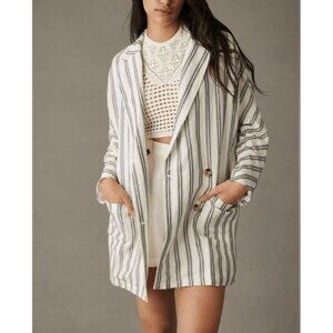 Anthropologie Pilcro Linen Blend Dolman Sleeve Striped Blazer Women's Small /x1‎